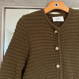 NWOT Ba&sh gaspard knitted cardigan in green